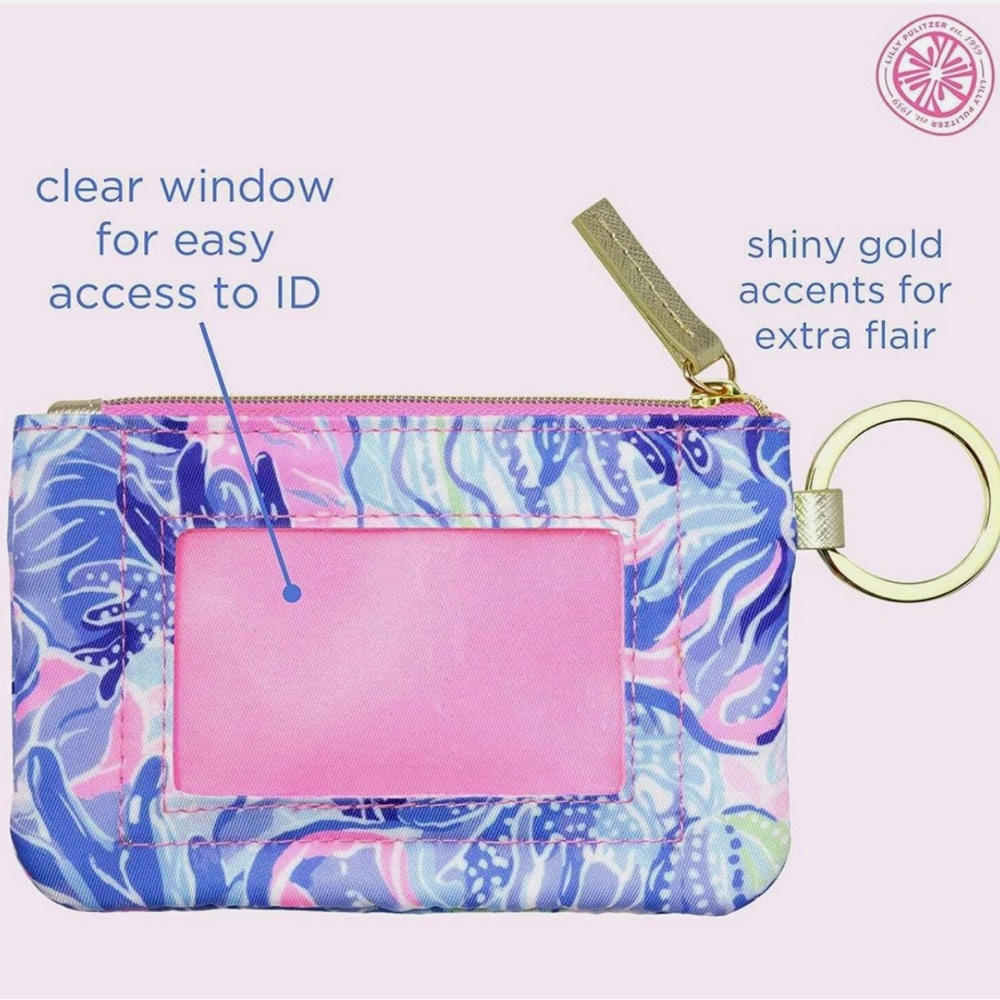 Lilly Pulitzer Floral Blues Pink Preppy ID Case &‎ Card Holder NEW - Picture 3 of 8